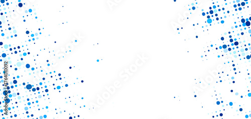 Light blue halftone dots form a scattered border on white background. Abstract vector frame with a clean and modern design.