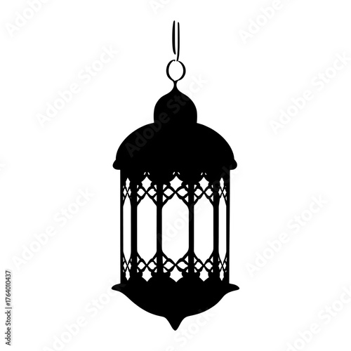 Arbic lantern silhouette traditional chandelier vector