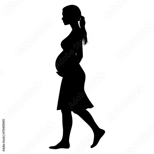 Woman wear dress silhouette female black vector