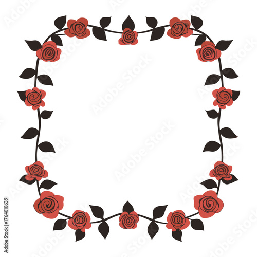 Red rose vine framing roses illustration flower vector
