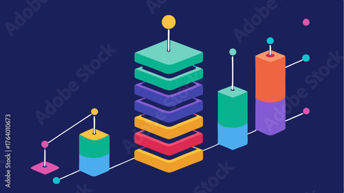 Choreographed animations reveal stacked area charts that morph into different shapes showcasing shifts in market trends over specified timeframes.