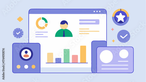 A motivational dashboard displaying user statistics personalized goals and visual progress in a streamlined modern design.