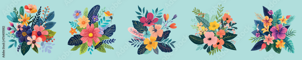 Fototapeta premium Colorful floral decorative banners, isolated vector set