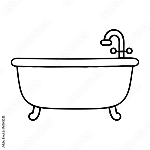 Minimalist bathtub line art illustration vector