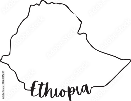 Ethiopia Artsy Design Map Outline 