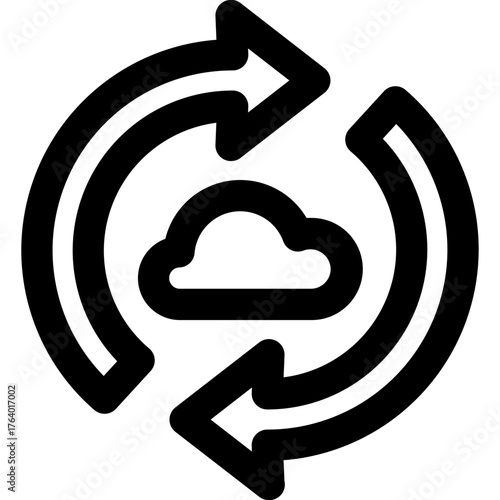 Sync to cloud icon outline vector