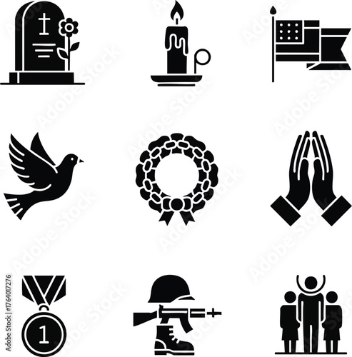 Memorial Day icons set