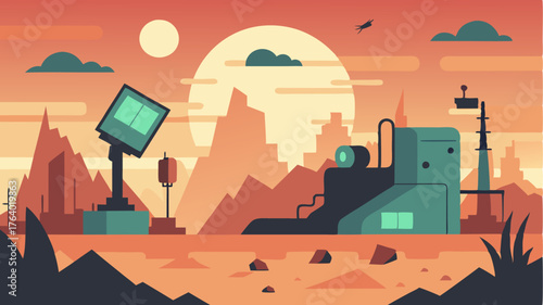 A postapocalyptic landscape where remnants of technology and nature intertwine challenging users to survive and adapt in an uncertain world.