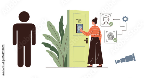 Person interacts with automated dispensing unit technology concept human technology interface digital access