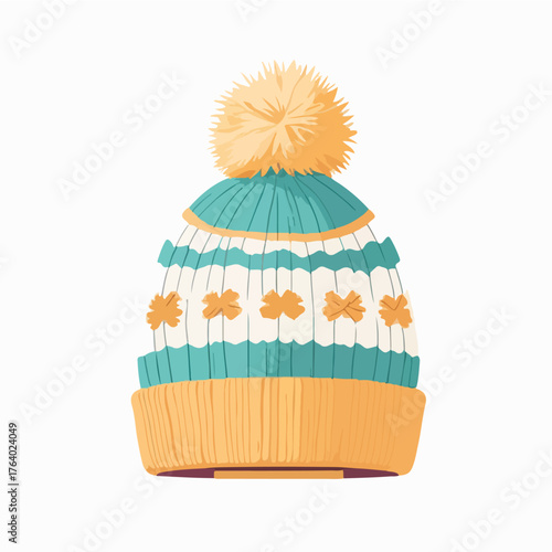 Knitted Wool Hat with Pom Pom