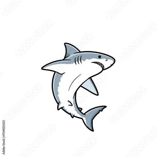 A sleek cartoon illustration of a powerful shark, embodying the majestic beauty and formidable presence of the ocean's apex predator.
