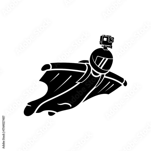 Wingsuit Flyer with Action Camera Icon, Extreme Sport Vlogging