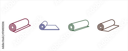 Collection of Colorful Yoga Mat Icons for Wellness and Fitness