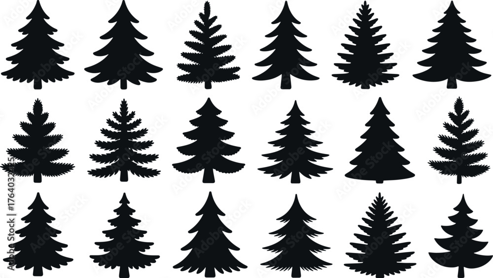 Obraz premium chritmas tree silhouettes