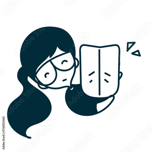 cute girl holding shield cartoon doodle