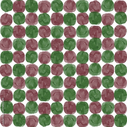 Watercolor Christmas Collection – Deep Green and Deep Red Geometric Circle Background