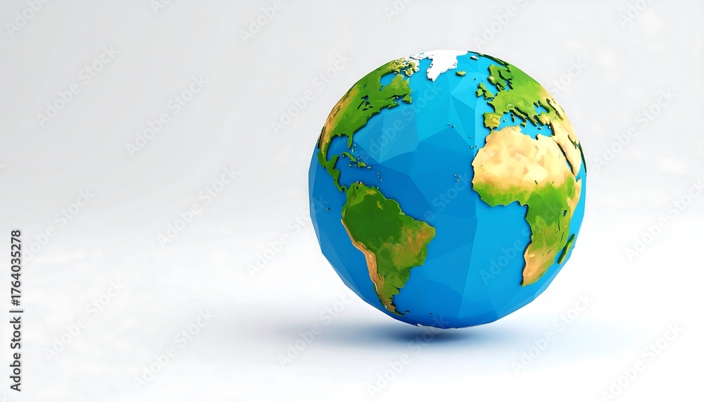 Fototapeta premium Low Poly Earth Globe Illustration with Global Concept, and Isolated on White Background.