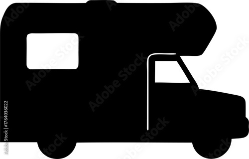 RVs Silhouette Vector – Camper Van, Motorhome, and Trailer Outline Design Isolated on White Background