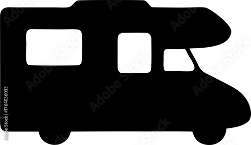 RVs Silhouette Vector – Camper Van, Motorhome, and Trailer Outline Design Isolated on White Background