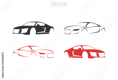 Auto style car logo design with concept sports vehicle icon silhouette