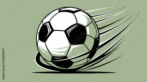 Dynamic vector illustration of a soccer ball in motion, conveying speed and energy, perfect for sports-themed designs and promotional materials, with transparent background.