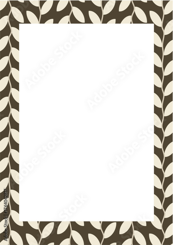 Minimalist Neutral Vine Frame Vector: Elegant Art Deco Style Repeating Leaf Border in Brown and Beige for Stationery and Documents