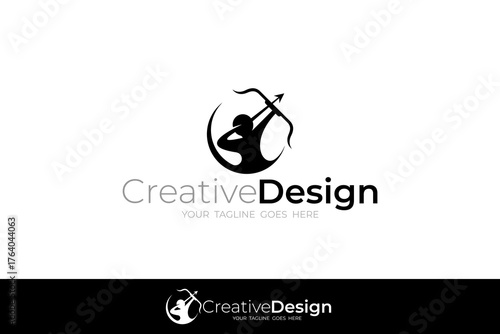 archery athlete logo with a simple appearance, simple logos