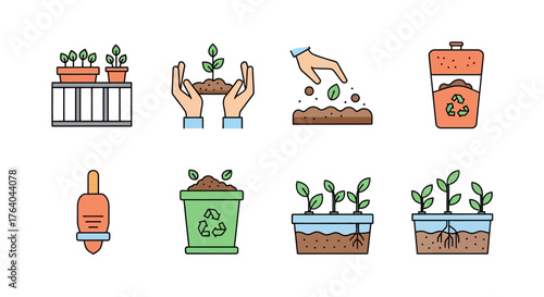 Urban Gardening Icon Set