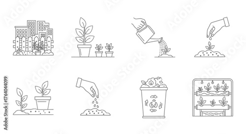 Urban Gardening Icon Set