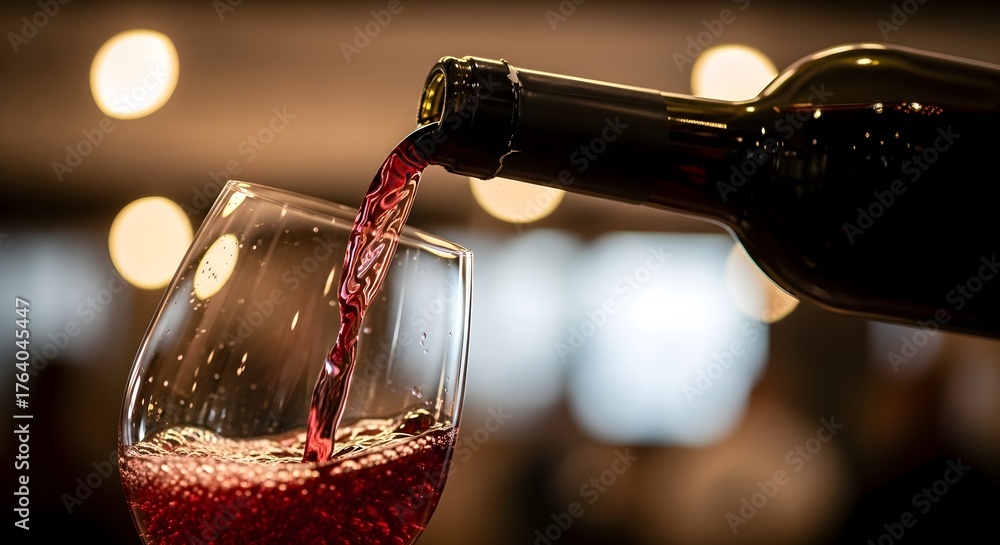 Fototapeta premium Pouring a Glass of Red Wine to Enjoy During a Special Occasion with Friends and Family