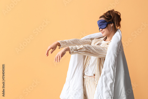 Female sleepwalker in pajam...