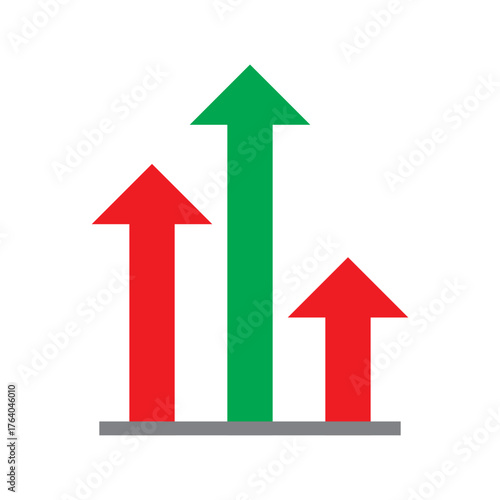 red and green 3d arrows showing business growth and progress