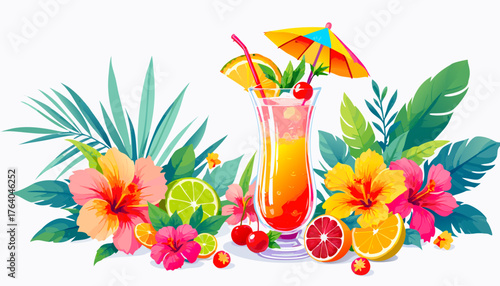 Tropical Cocktail & Hibiscus | Summer Drink Recipe