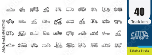 Collection of truck icons and symble in black & white