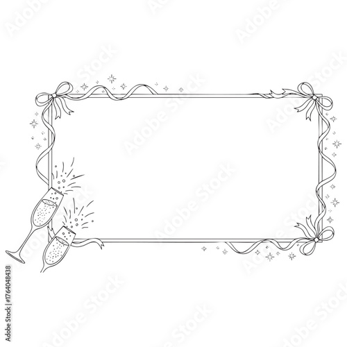 Elegant celebratory frame with champagne flutes and bows for special occasions