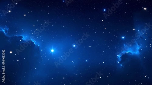 Dark night sky view with stars and constellations glowing.