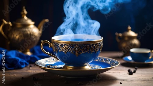 cup of blue tea ( butterfly pea flower tea)