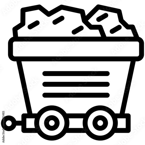 Coal Cart: A stylized illustration presents a coal cart, laden with the dark, jagged rocks, conveying industry.