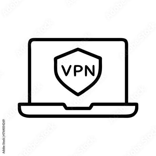 Free Download A modern laptop displaying a VPN security symbol - GFXLoad