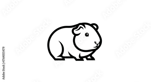 A minimalist line art illustration of a guinea pig in a side view, on a white background