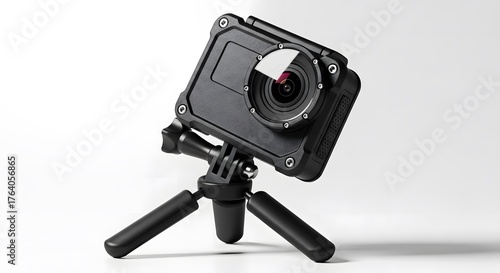 Action Camera with Protective Case and Compact Tripod Stand