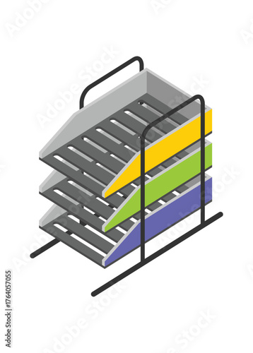 Filling tray. Simple flat illustration in isometric view. 