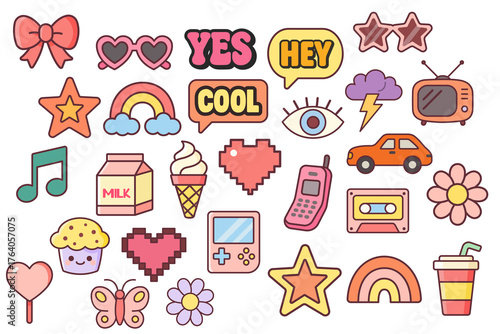 Retro Kawaii Icon Set | Vintage Aesthetic Clipart Collection