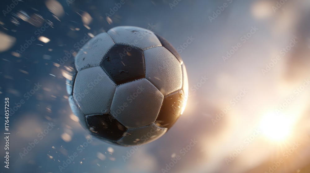 Fototapeta premium realistic football in motion with blurred background effect