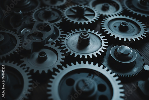 Wallpaper Mural Closeup of interlocking metal gears and cogs, representing machinery and industry Torontodigital.ca