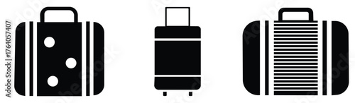 Luggage Silhouette Vector Set, Travel Bag and Suitcase Icon Collection for Vacation and Tourism Design