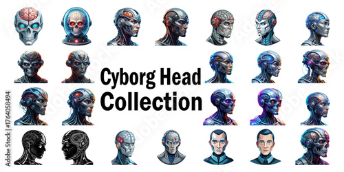 Cyborg Head Collection Sci-fi Robot Character Profile Avatar