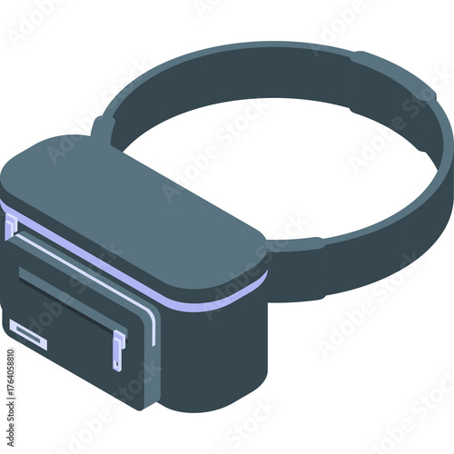 Simple Gray VR Headset With Light Blue Accents and Black Strap For Virtual Reality Experiences