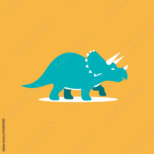 Vactor illustration illustration of a triceratops with three horns on an orange background