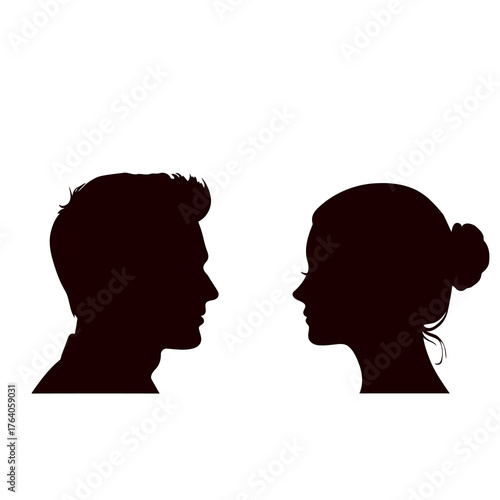 Vactor illustration vector art of silhouette of a man and woman facing each other